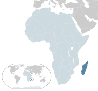 Map of Africa showing Madagascar off the east coast