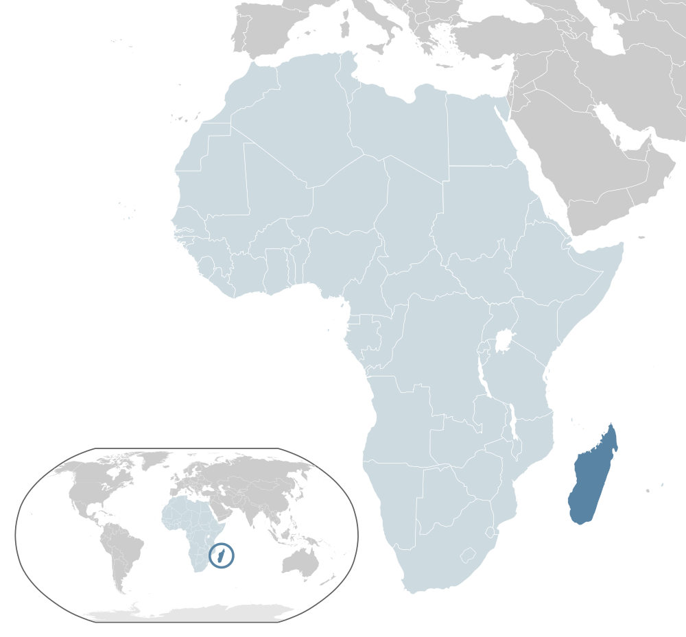 Map of Africa showing Madagascar off the east coast