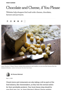 Screenshot of "Chocolate and cheese if you please" in the New York Times