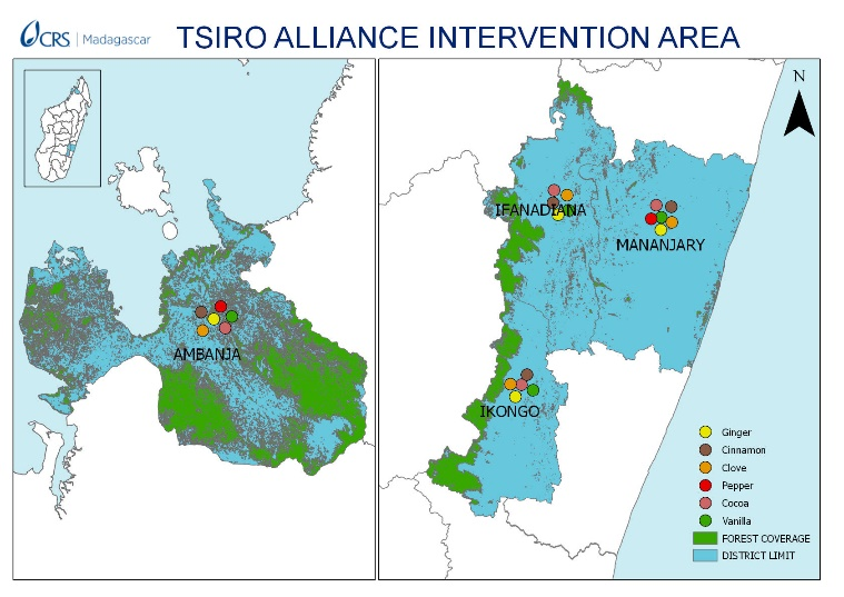Map of the TSIRO intervention area in Madagascar.