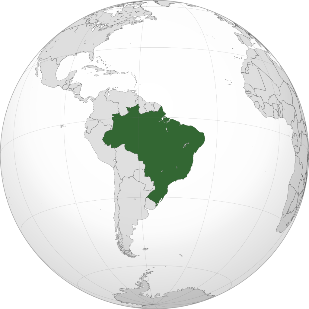Brazil on the globe